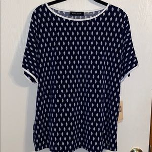 Navy patterned blouse